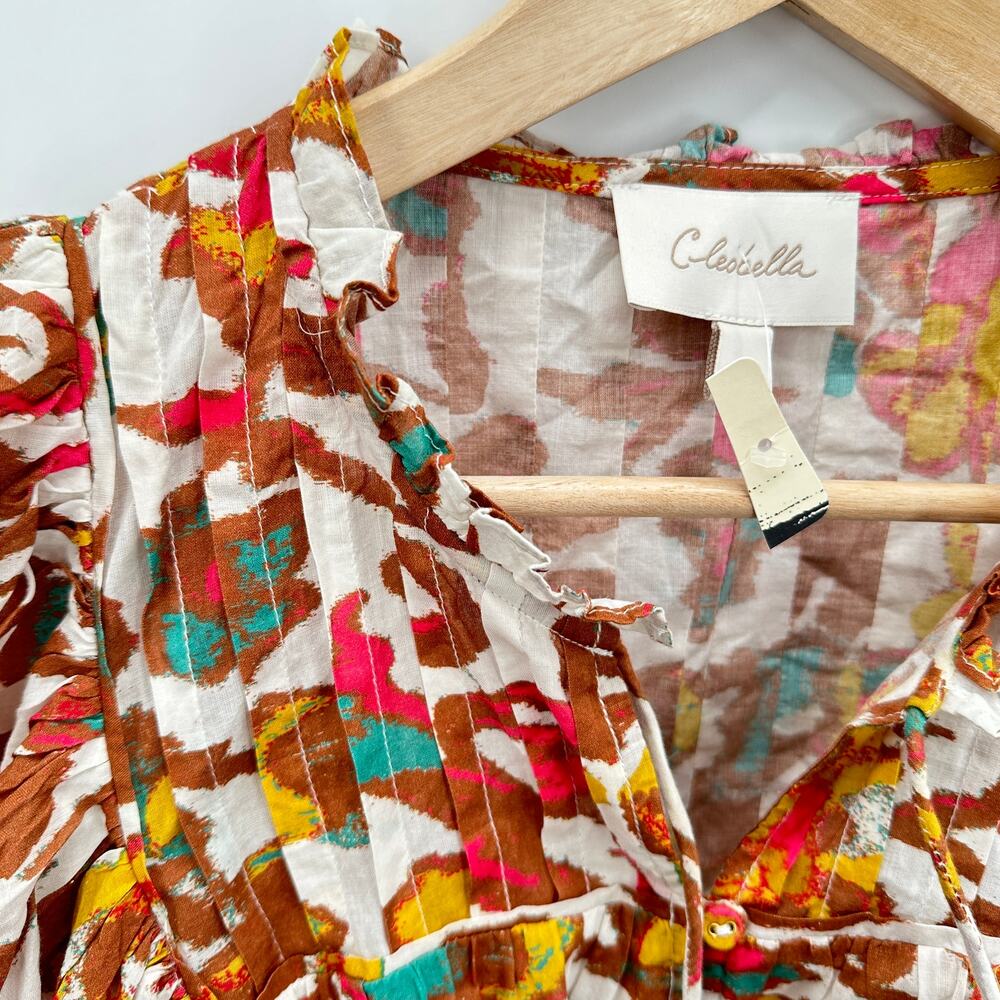 CLEOBELLA NWT Evereve Zola Puff Sleeve Organic Cotton Floral Blouse // S - Picture 10 of 12